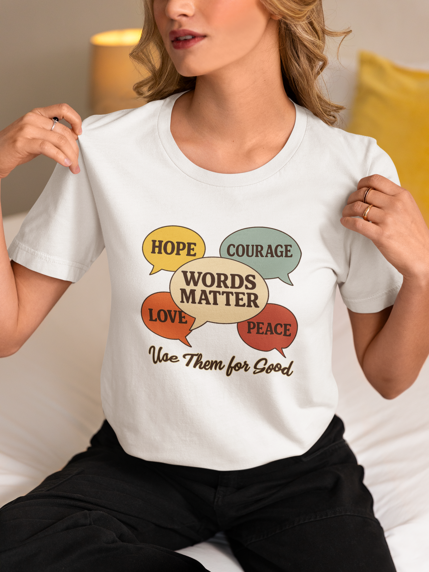 Words Matter Use Them for Good Cotton Unisex Jersey T-Shirt for Hope Love & Peace