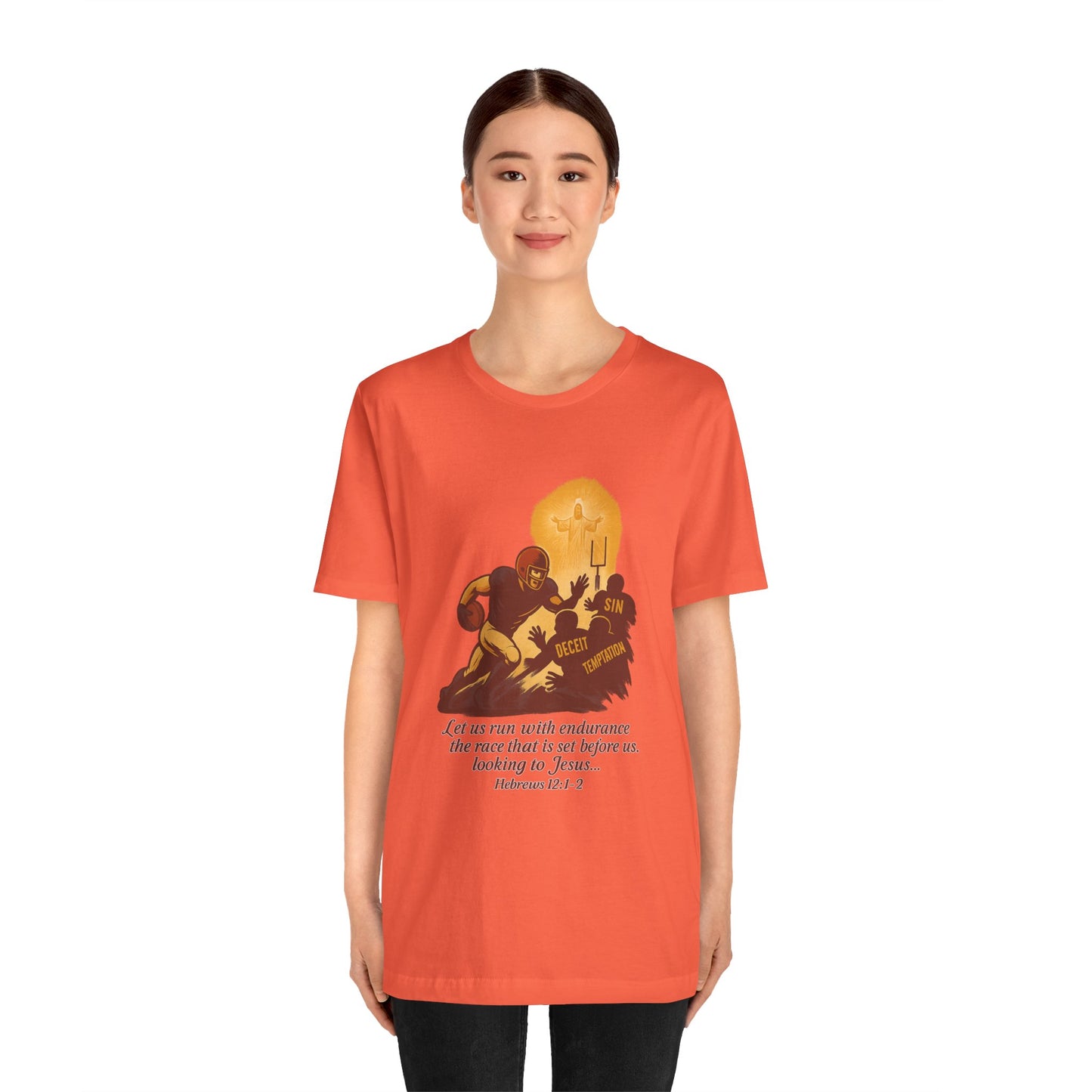 Let Us Run With Endurance Cotton Unisex T-Shirt - Christian Scripture Tee