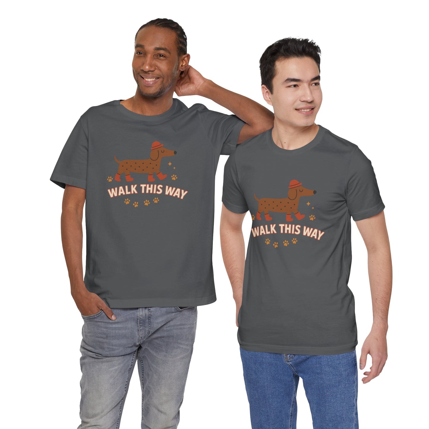 Dachshund Walk This Way Unisex Cotton T-Shirt, Cute Dog Lover Gift, Funny Pet Owner Shirt