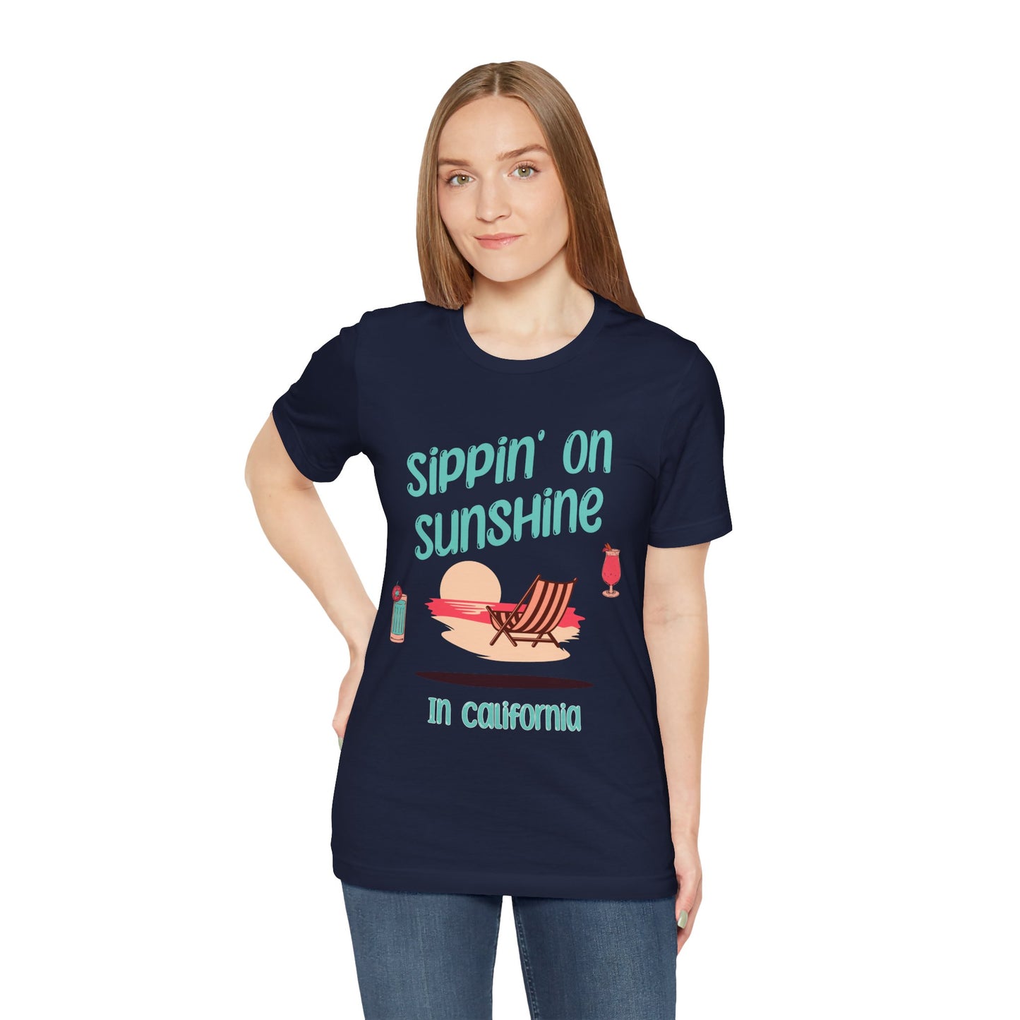 Sippon on Sunshine Cotton Unisex Jersey T-Shirt, Summer Beach Vibes Graphic T-Shirt