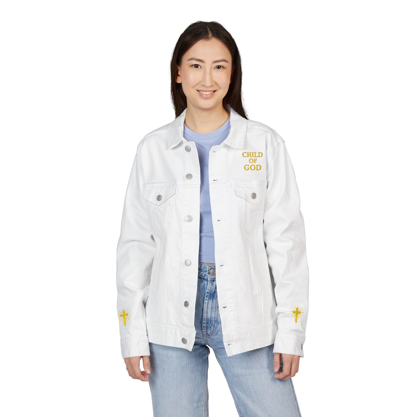 Child of God Armor of God Embroidered Unisex Denim Jacket, Perfect Gift for Him/Her, Summer Style, Fashionable Streetwear
