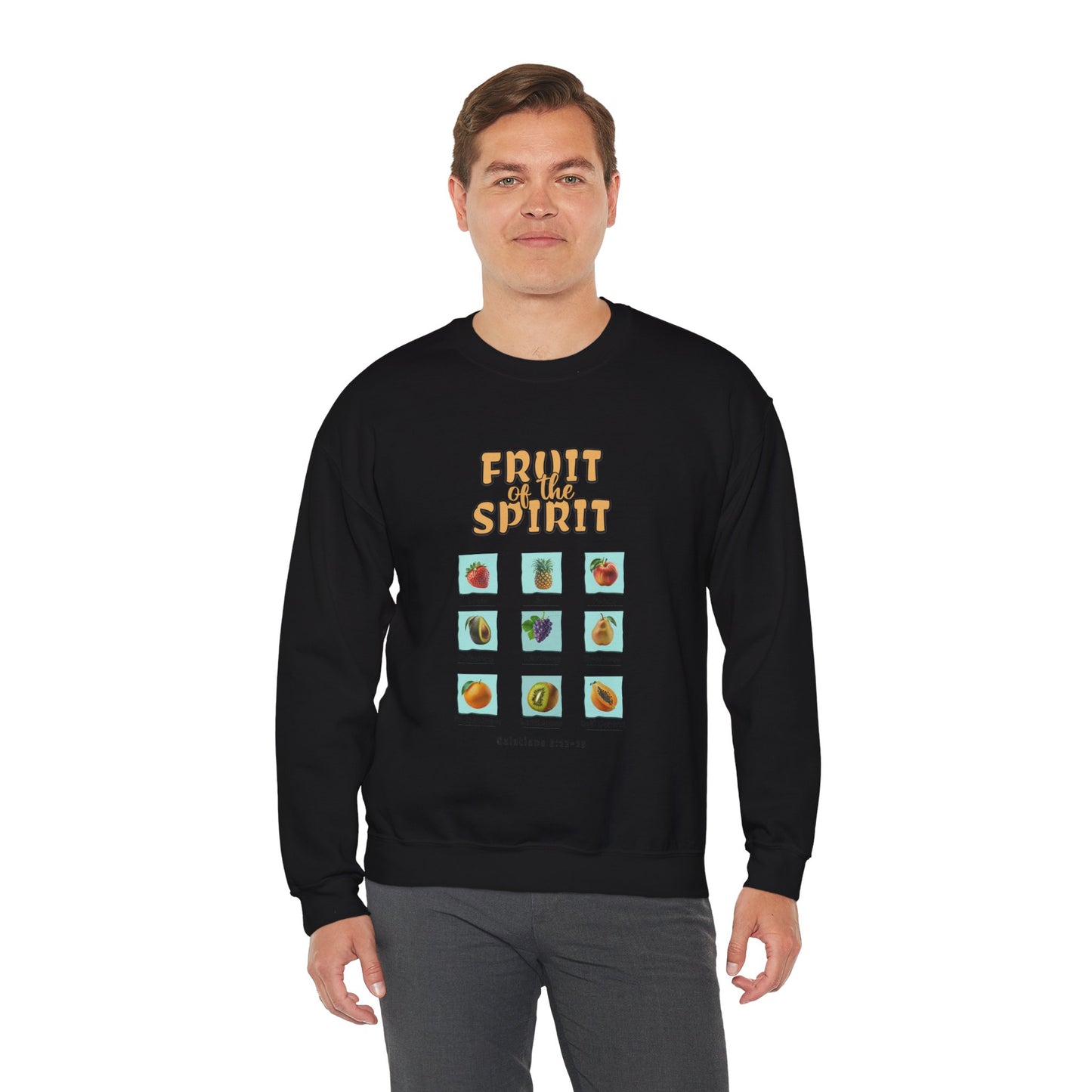 Fruit of the Spirit Unisex Crewneck Sweatshirt, Christian Scriptural Kindness Gentle Patience Inspirational Bible Verse Apparel