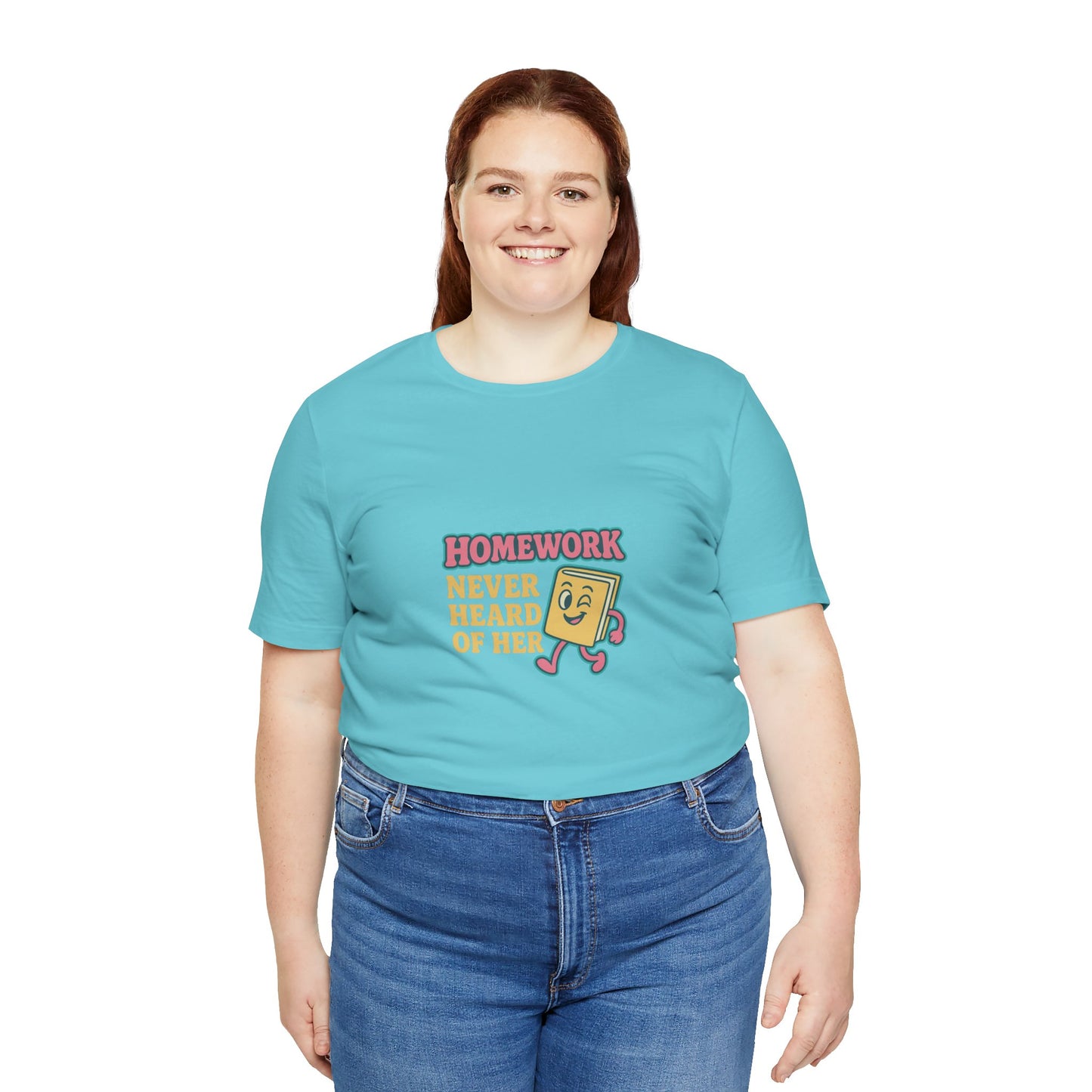 Homework Never Heard of Her Unisex Cotton T Shirt, Back to School, Gift for Students