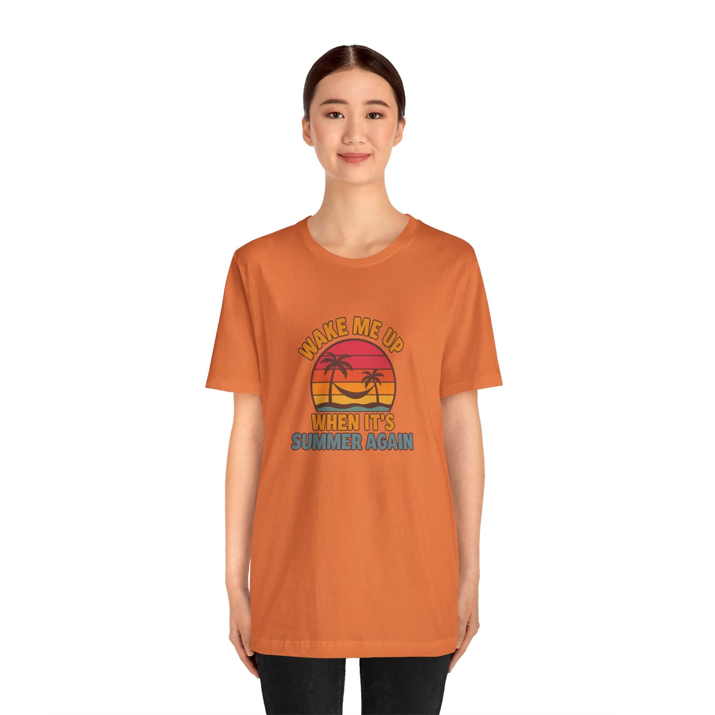 Wake Me Up When It's Summer Again Unisex Cotton T-Shirt, Vacation Shirt, Beachwear, Gift for Beach Lovers Back to School