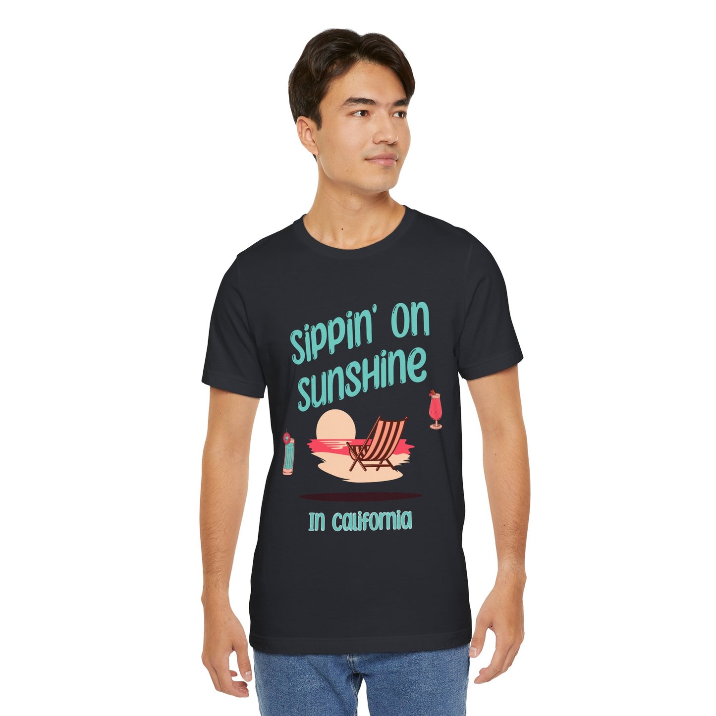 Sippon on Sunshine Cotton Unisex Jersey T-Shirt, Summer Beach Vibes Graphic T-Shirt
