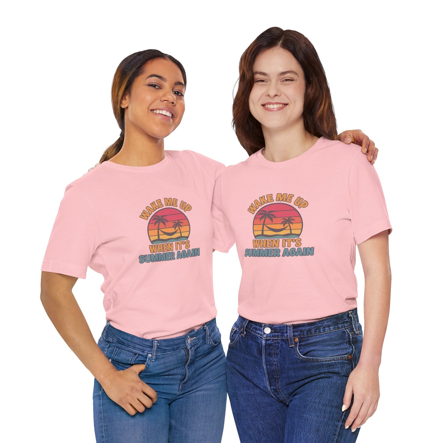 Wake Me Up When It's Summer Again Unisex Cotton T-Shirt, Vacation Shirt, Beachwear, Gift for Beach Lovers Back to School