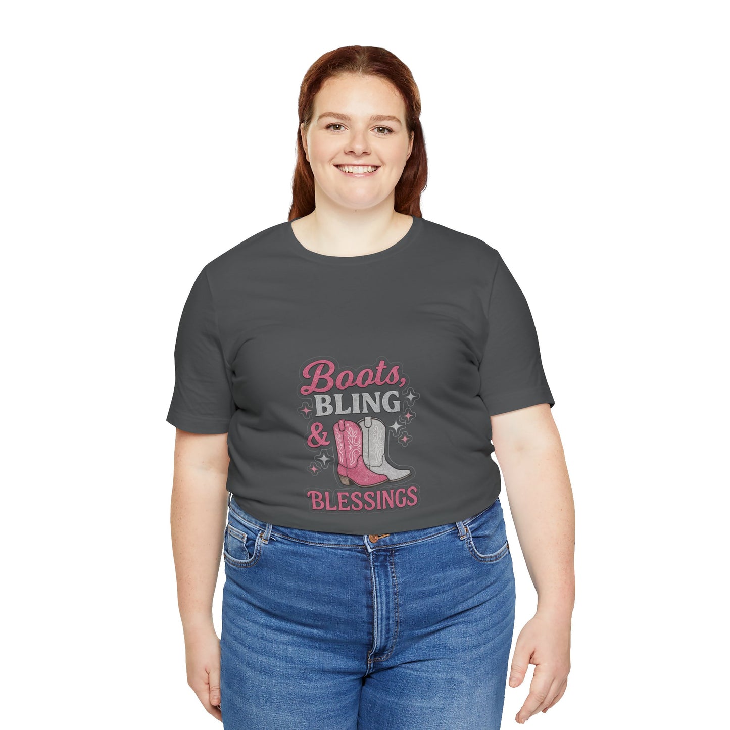 Boots, Bling & Blessings — Glam Cowgirl Faith T-Shirt | Pink & Silver Western Christian Tee