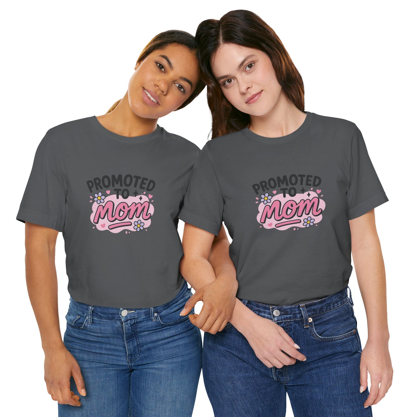 Promoted to Mom Unisex Cotton T-Shirt Unisex Jersey Tee for Expecting Moms, Mother's Day Gift, Cute Baby Announcement
