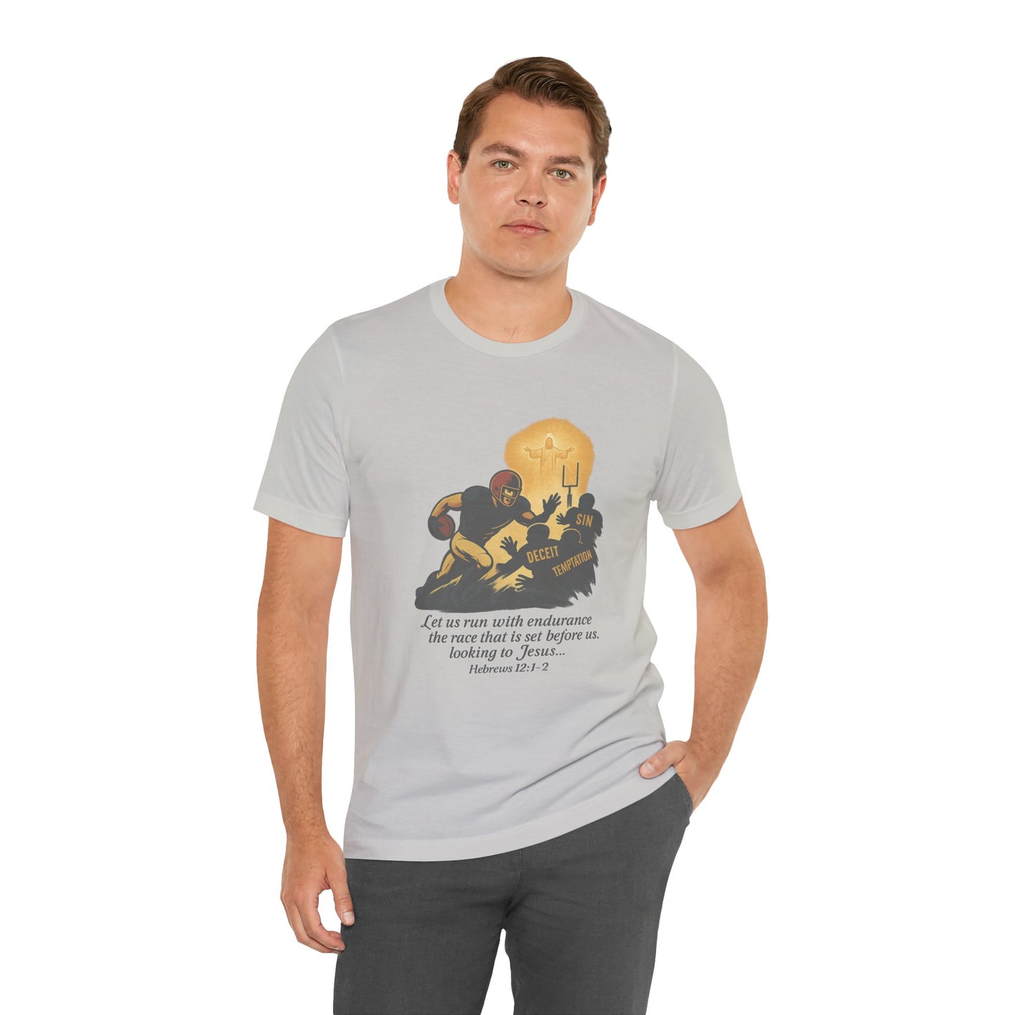 Let Us Run With Endurance Cotton Unisex T-Shirt - Christian Scripture Tee
