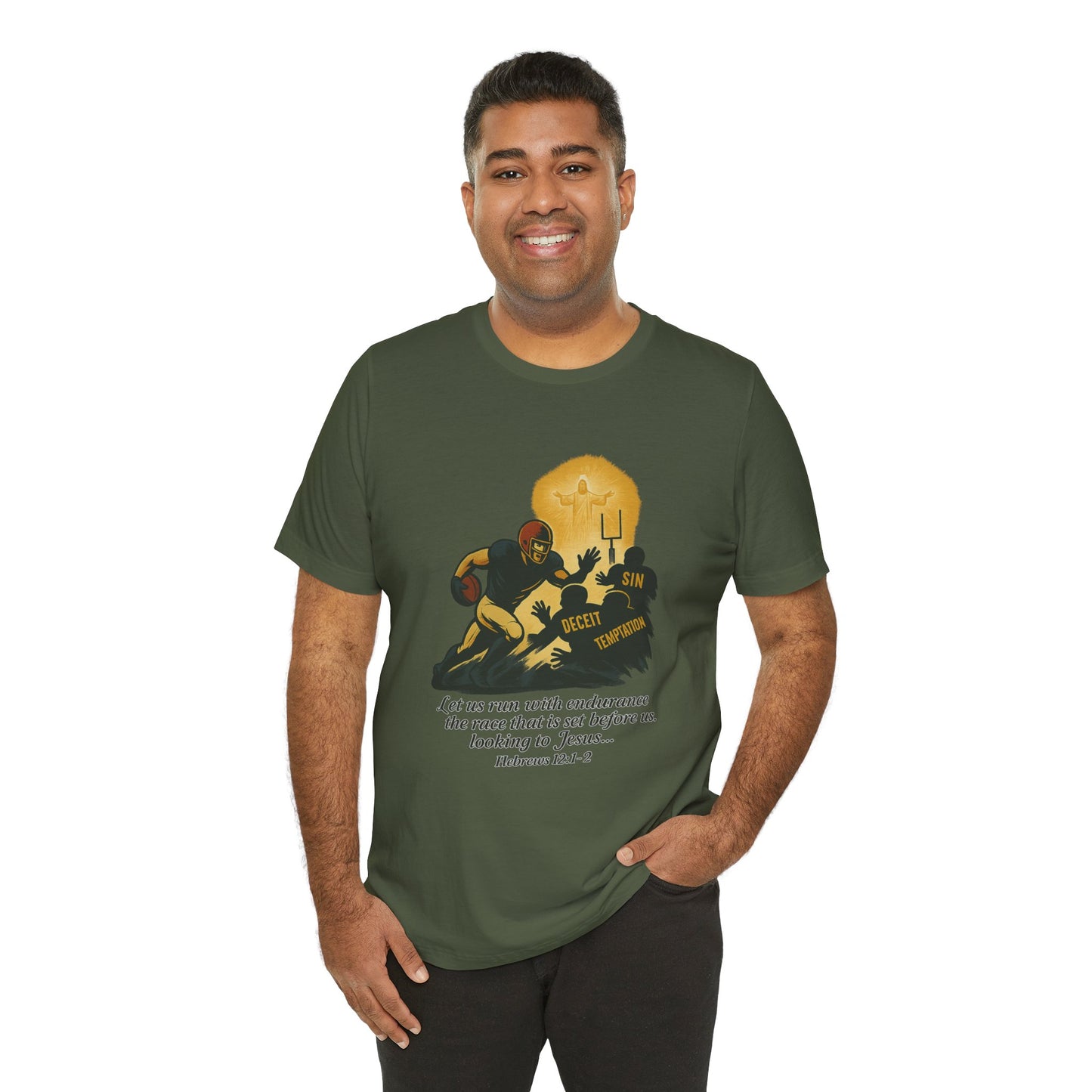 Let Us Run With Endurance Cotton Unisex T-Shirt - Christian Scripture Tee