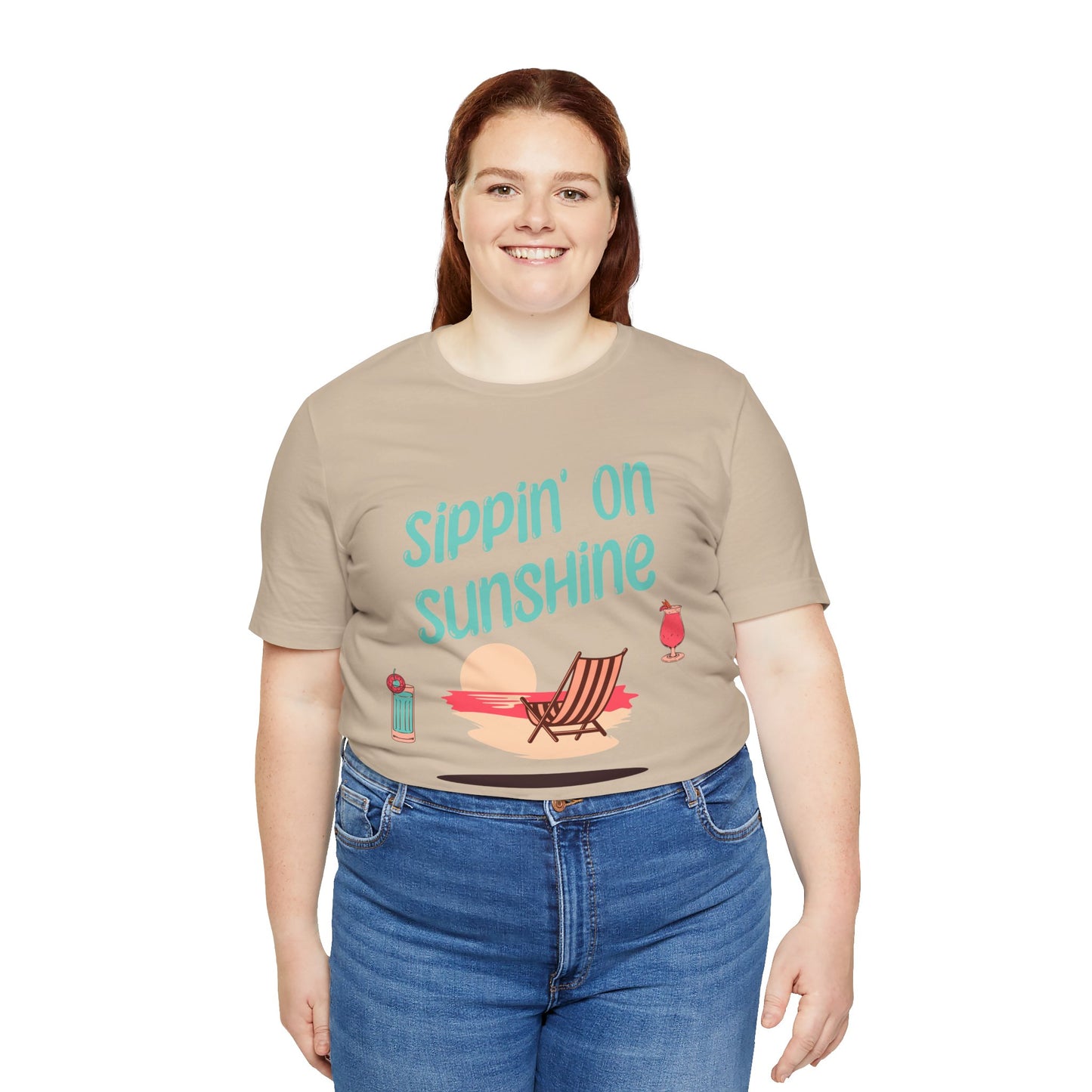 Sippon on Sunshine Cotton Unisex Jersey T-Shirt, Summer Beach Vibes Graphic T-Shirt