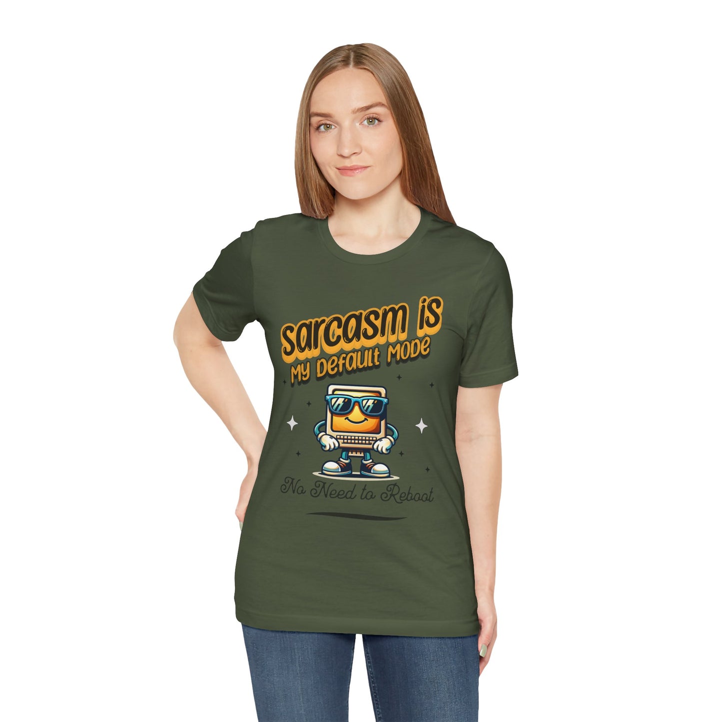 Sarcasm Is My Default Mode Cotton Jersey Unisex T-Shirt, Funny Sarcasm Computer Humor Comfy Casual