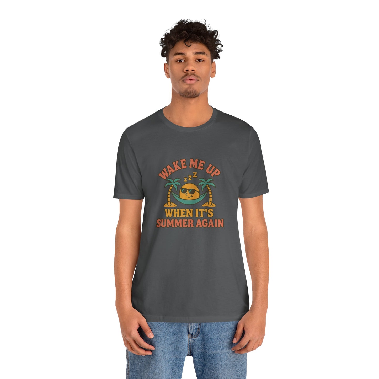 Wake Me Up When It's Summer Again Unisex Cotton T-Shirt, Summer Vibes Top, Casual Fun Apparel