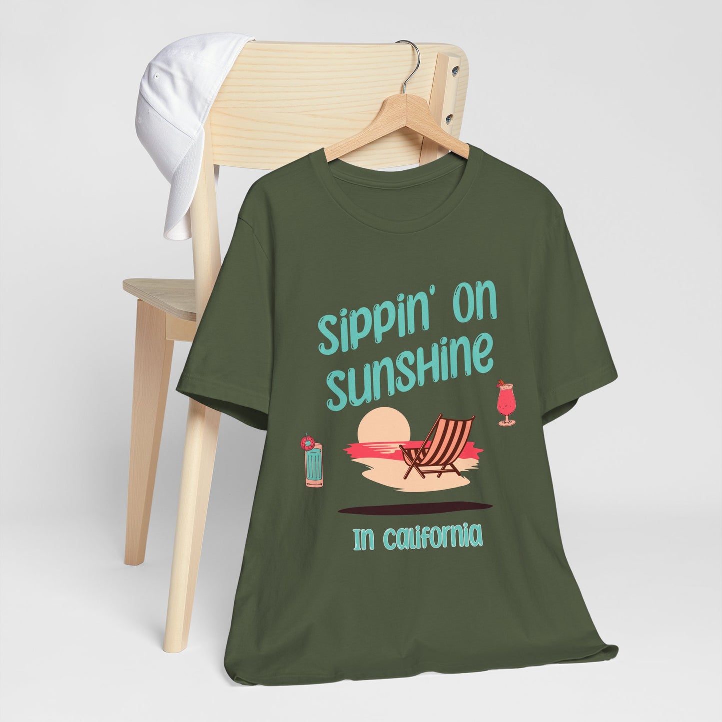 Sippon on Sunshine Cotton Unisex Jersey T-Shirt, Summer Beach Vibes Graphic T-Shirt
