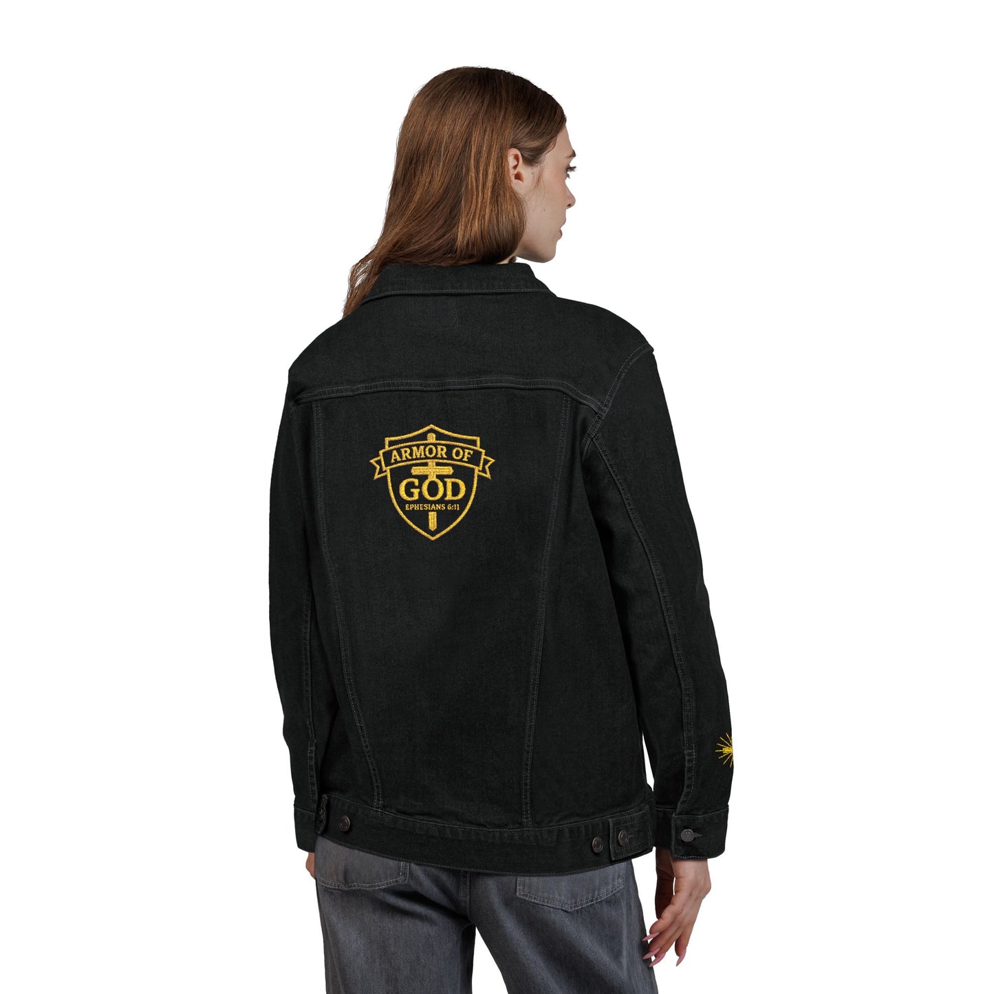 Child of God Armor of God Embroidered Unisex Denim Jacket, Perfect Gift for Him/Her, Summer Style, Fashionable Streetwear