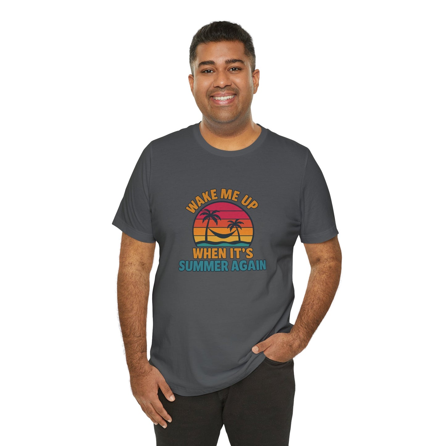 Wake Me Up When It's Summer Again Unisex Cotton T-Shirt, Vacation Shirt, Beachwear, Gift for Beach Lovers Back to School
