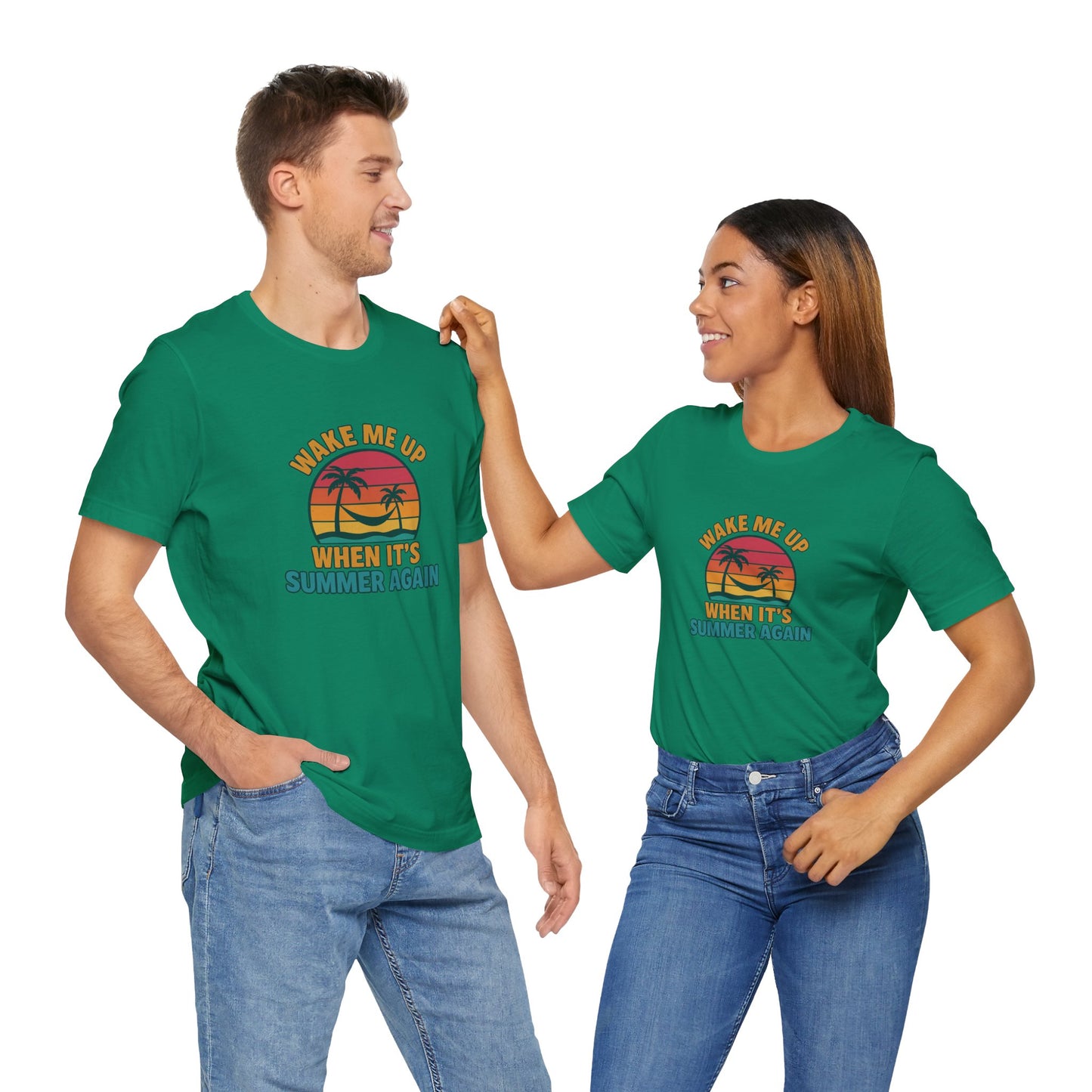 Wake Me Up When It's Summer Again Unisex Cotton T-Shirt, Vacation Shirt, Beachwear, Gift for Beach Lovers Back to School