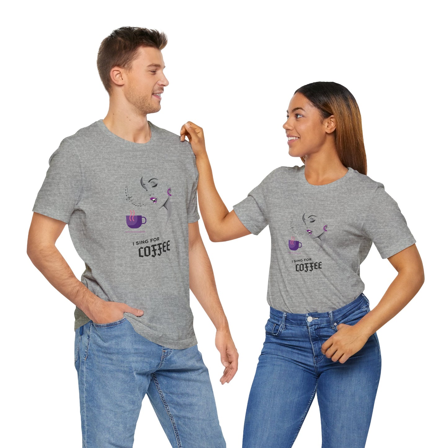I Sing for Coffee Cotton Unisex T-Shirt, Gift for Coffee Enthusiasts, Casual Graphic T-Shirt, Coffee Lovers