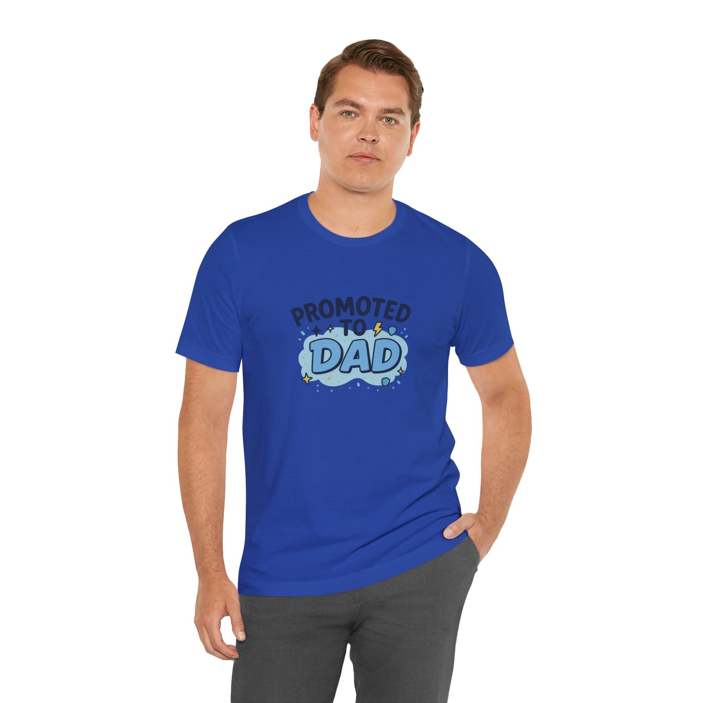 Promoted to Dad Unisex Cotton T-Shirt, Father's Day Gift, New Dad Clothing, Baby Announcement Tee