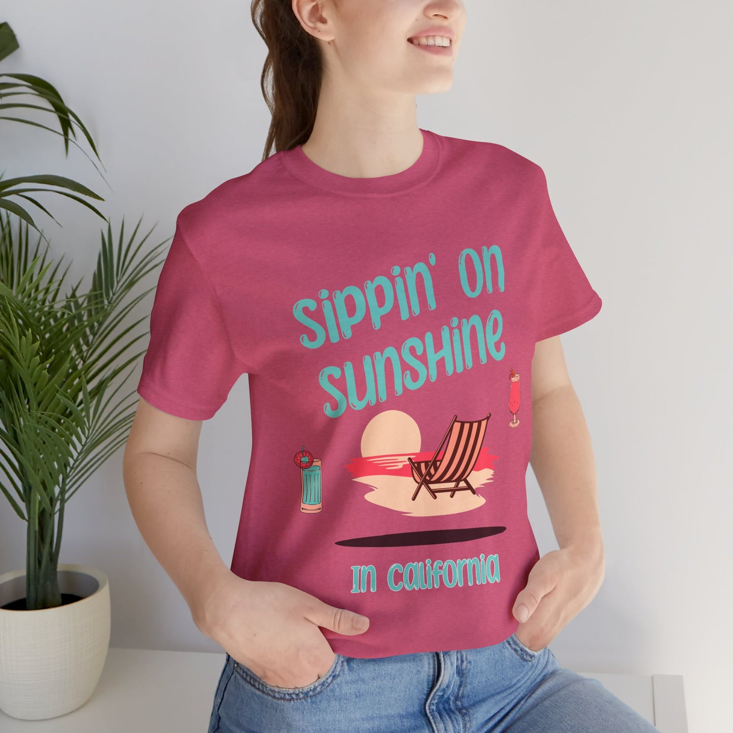 Sippon on Sunshine Cotton Unisex Jersey T-Shirt, Summer Beach Vibes Graphic T-Shirt