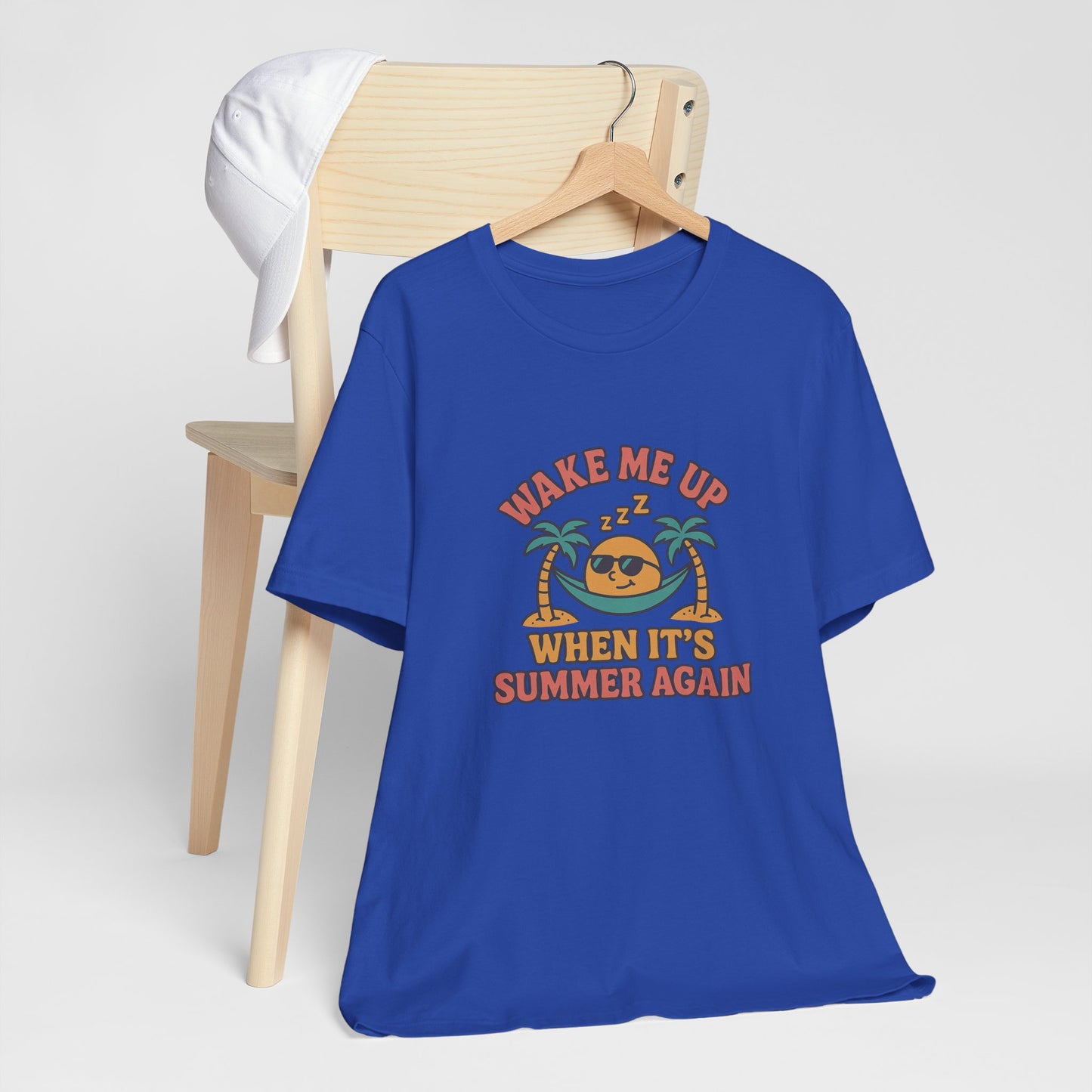 Wake Me Up When It's Summer Again Unisex Cotton T-Shirt, Summer Vibes Top, Casual Fun Apparel