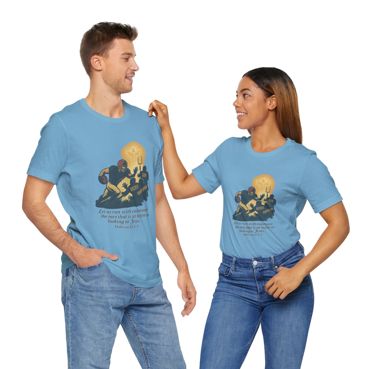 Let Us Run With Endurance Cotton Unisex T-Shirt - Christian Scripture Tee