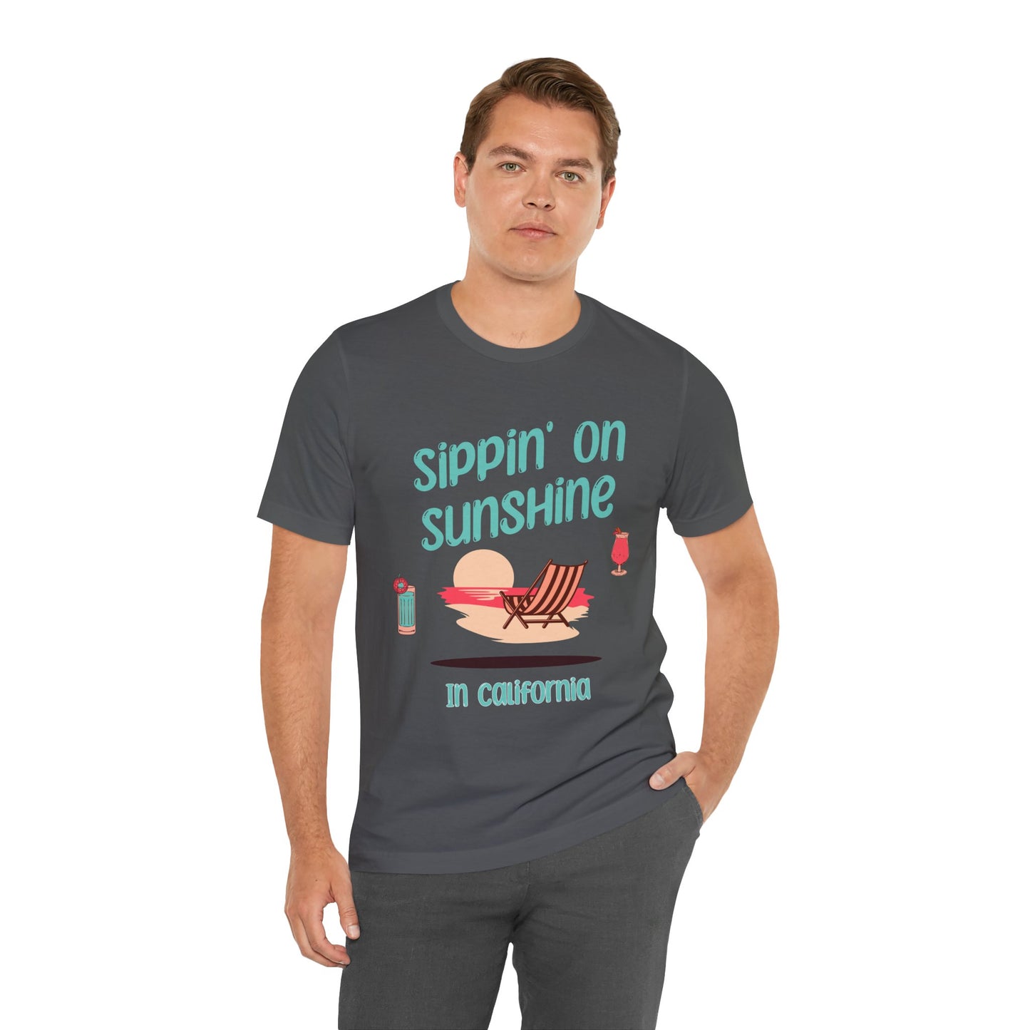 Sippon on Sunshine Cotton Unisex Jersey T-Shirt, Summer Beach Vibes Graphic T-Shirt