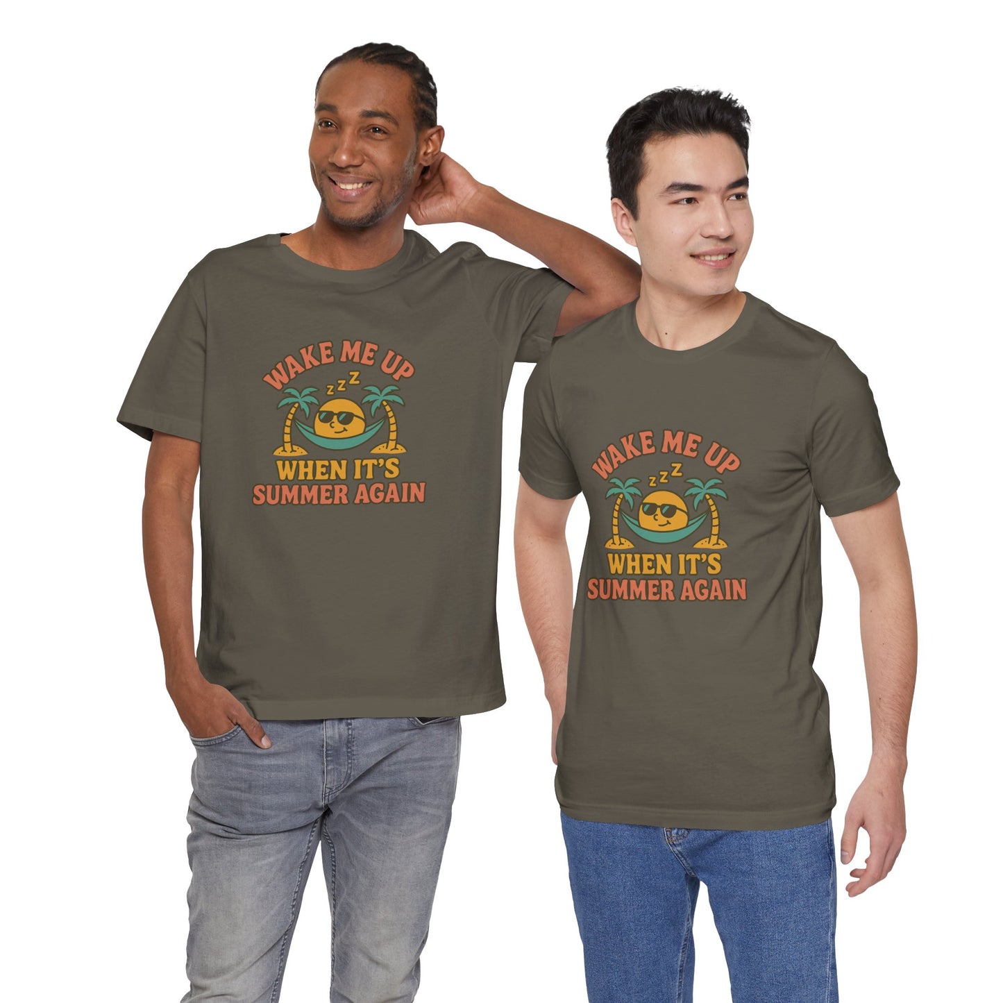 Wake Me Up When It's Summer Again Unisex Cotton T-Shirt, Summer Vibes Top, Casual Fun Apparel