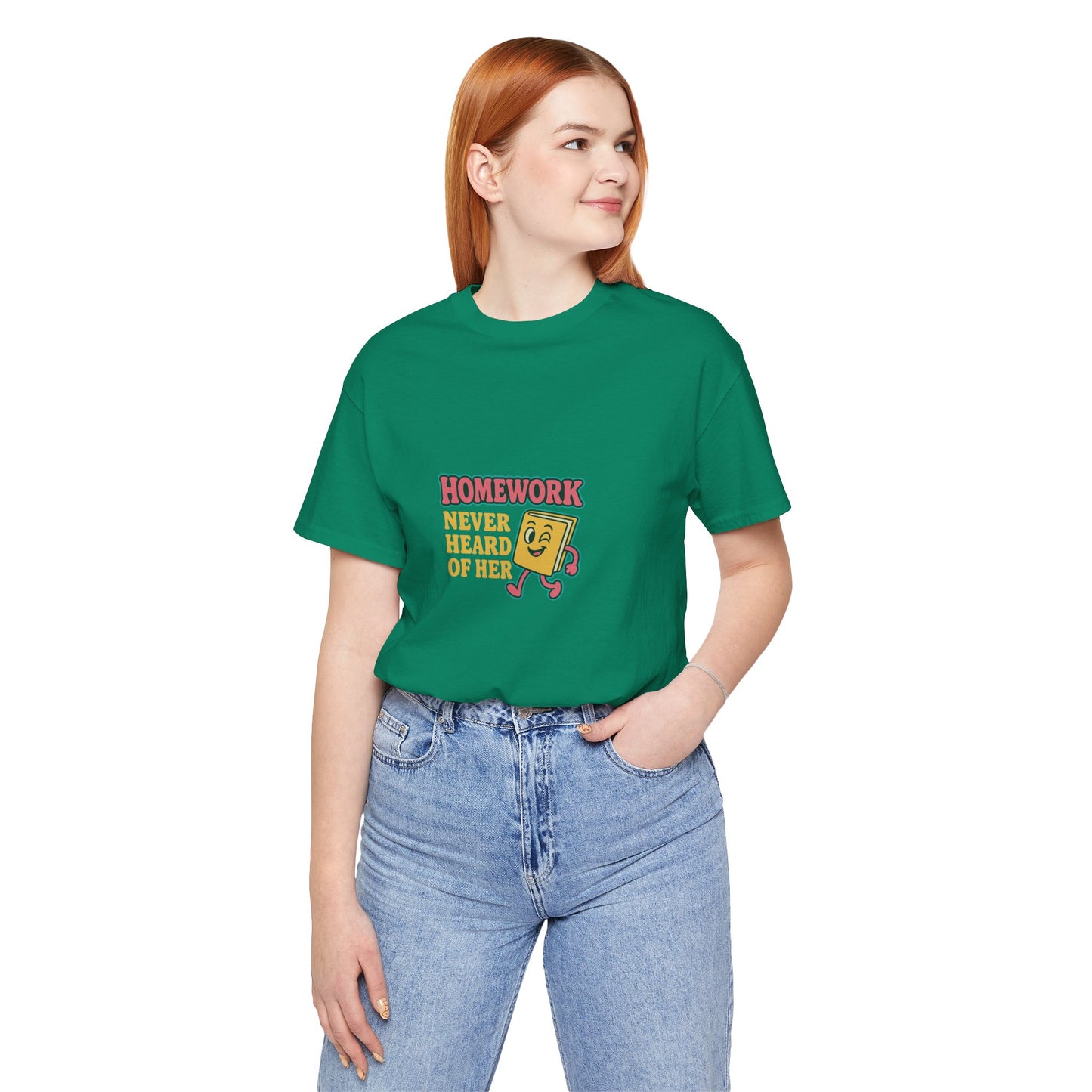 Homework Never Heard of Her Unisex Cotton T Shirt, Back to School, Gift for Students