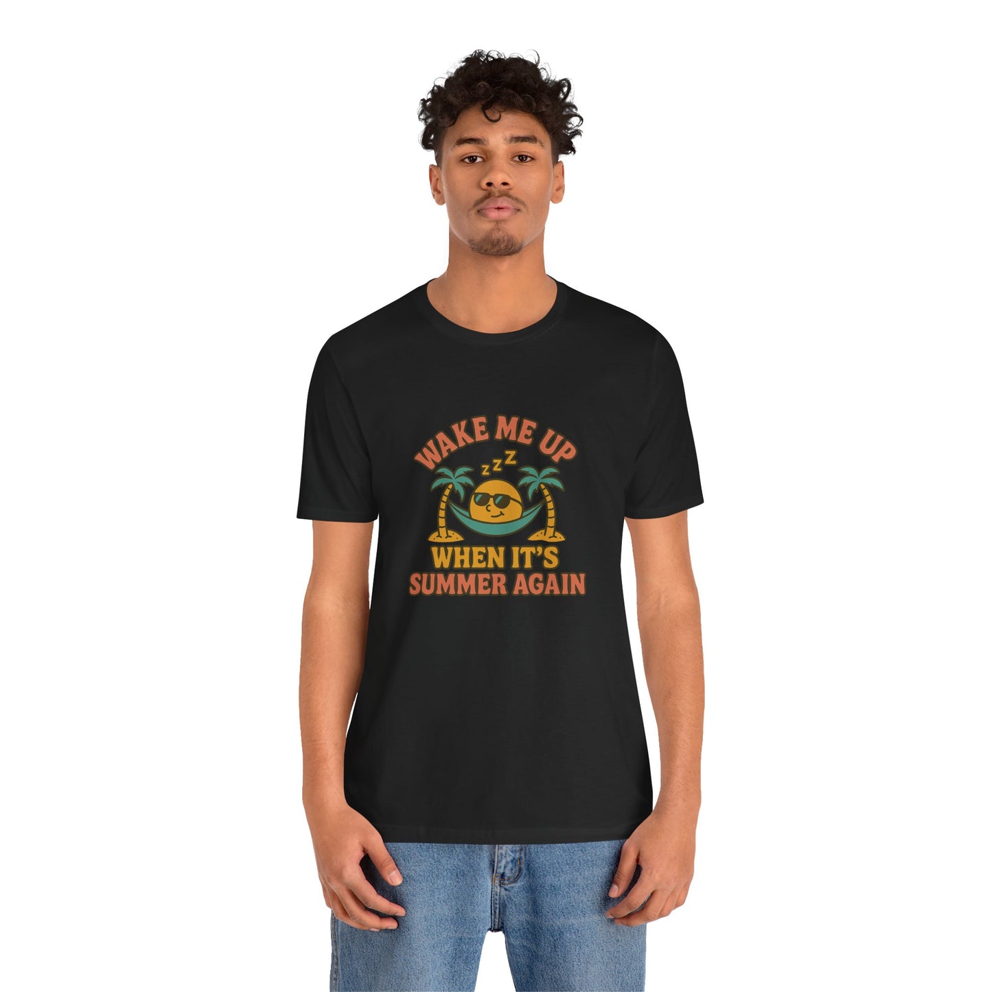 Wake Me Up When It's Summer Again Unisex Cotton T-Shirt, Summer Vibes Top, Casual Fun Apparel