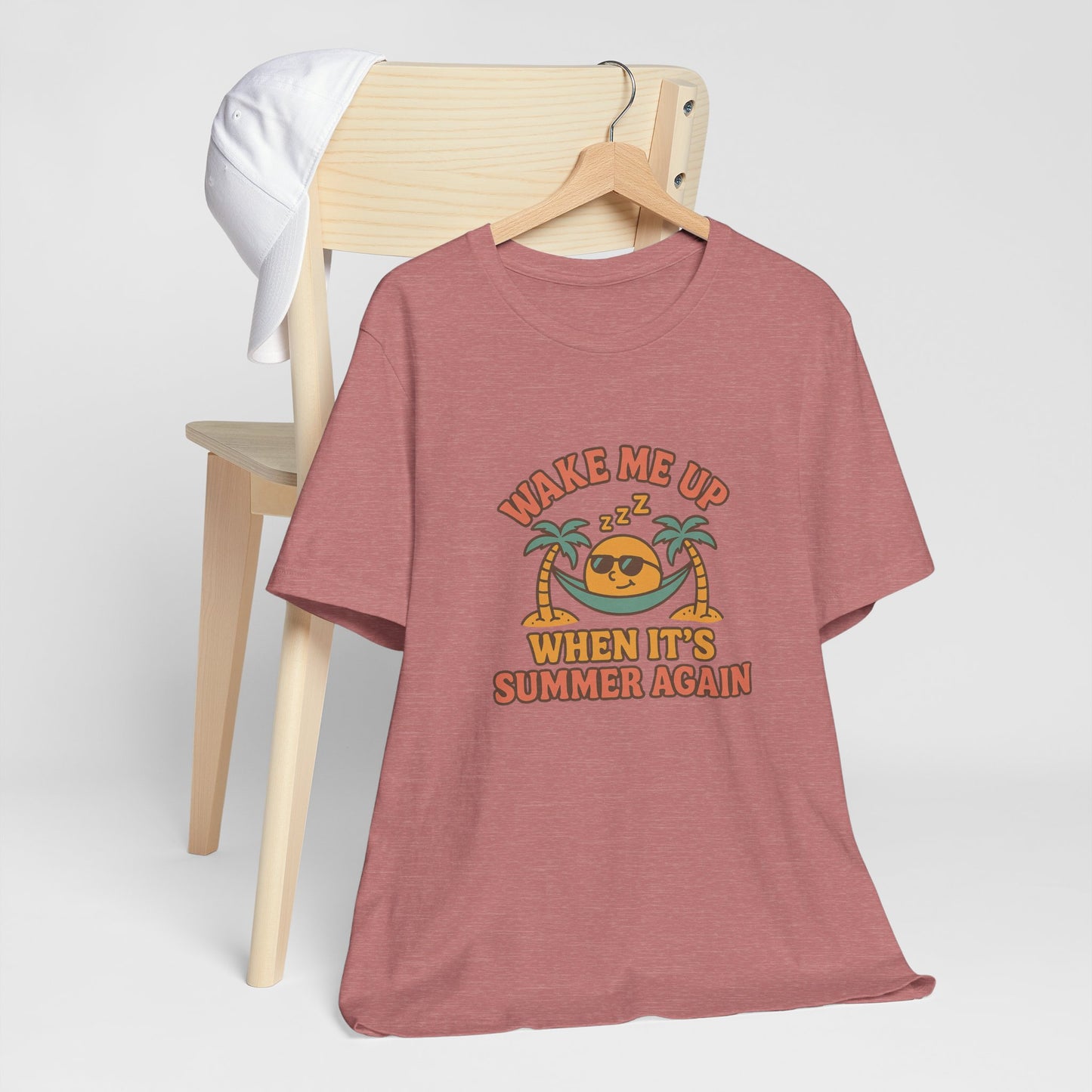 Wake Me Up When It's Summer Again Unisex Cotton T-Shirt, Summer Vibes Top, Casual Fun Apparel